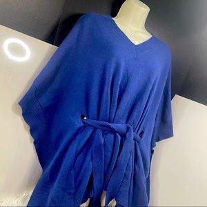 Michael Kors Blue Poncho Style Sweater LG
